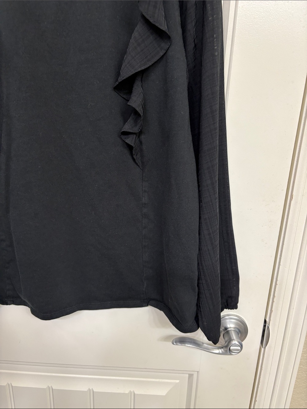 J. Crew Black Ruffle-Trim Long Sleeve Top mixed media - Picture 4 of 8